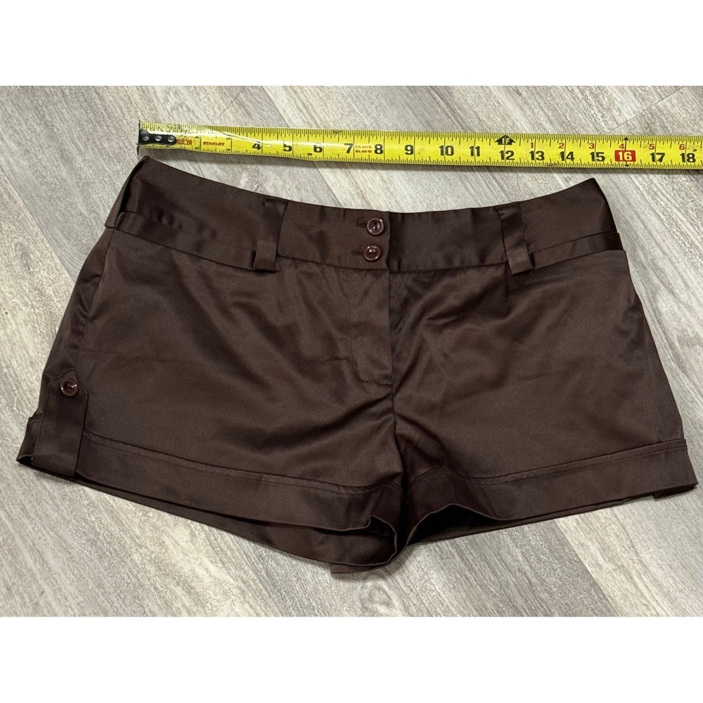 BCX Women's Brown Satin Belted Dressy Shorts Sz 7/8